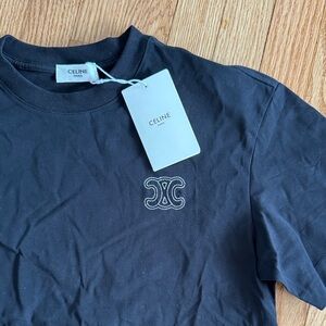 Designer logo black tee NWT